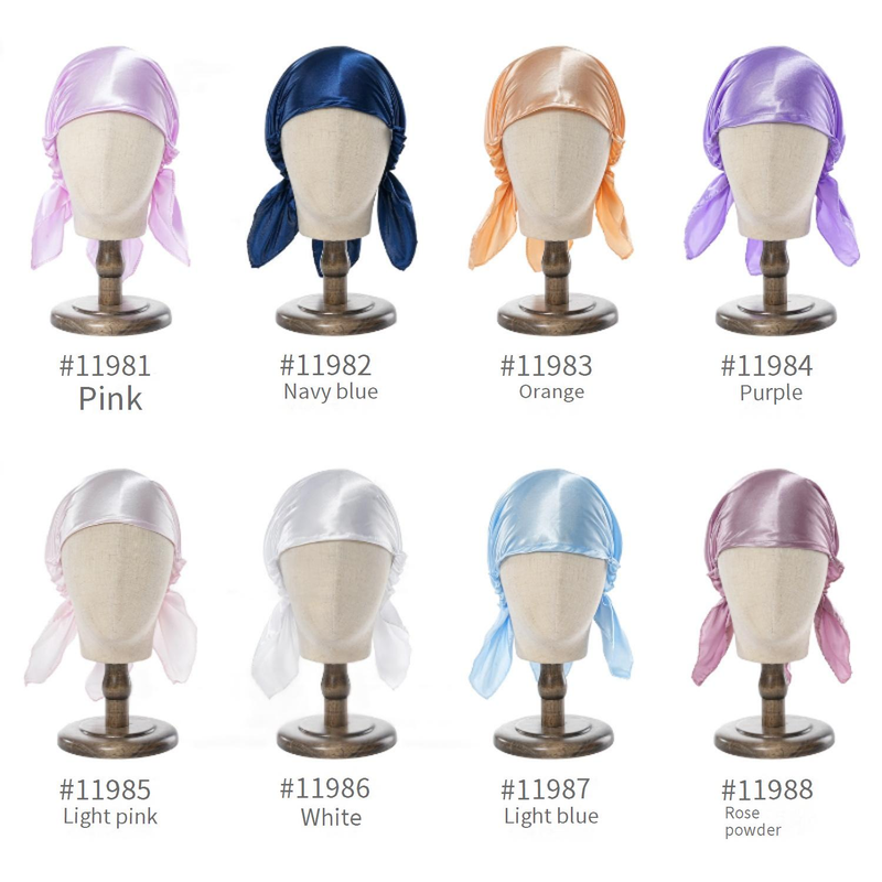 Men's Hats Headscarf Simulation Silk Satin Sleeping Cap Home Triangular Elastic Hat Ladies Elastic Satin Solid Color Home_voghion.com