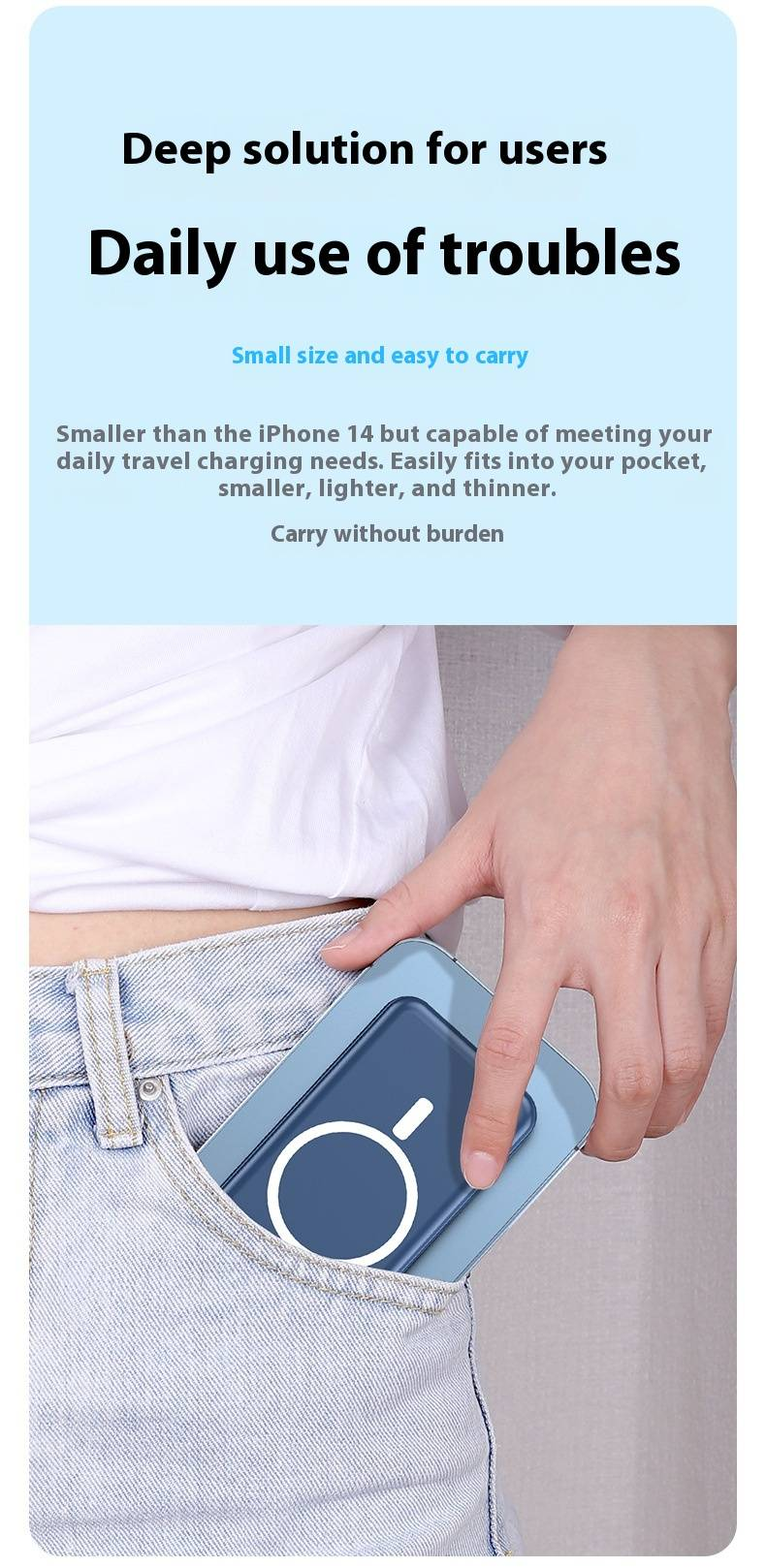 Kabellose Powerbank – 10000 mAh magnetisches tragbares Ladegerät mit integriertem Kabel und Schnellladung_voghion.com