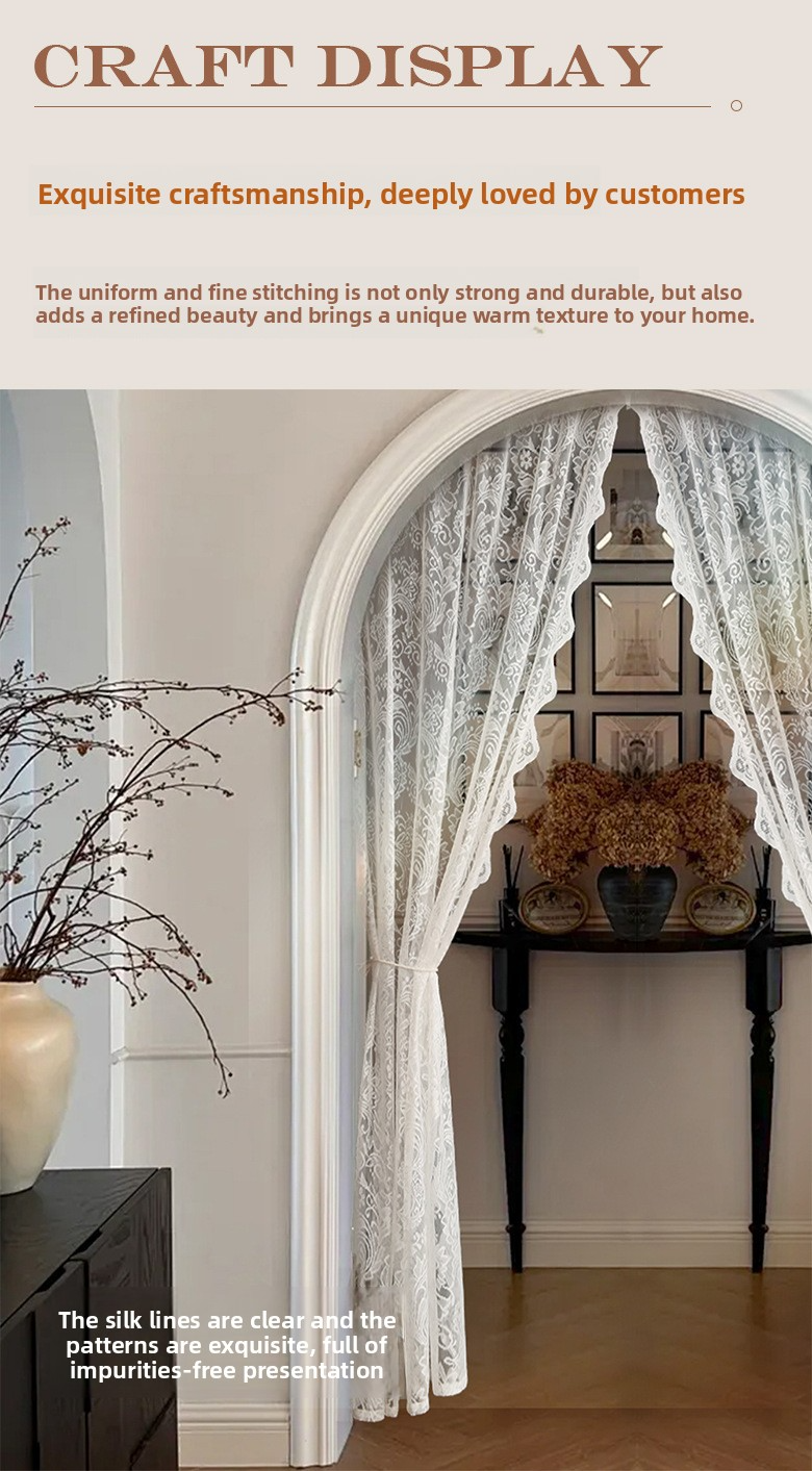 Lace Door Curtain – Elegant Polyester Voile Panel With Peacock Feather Design For Living Room, Bedroom, Entryway – Romantic Princess Style_voghion.com