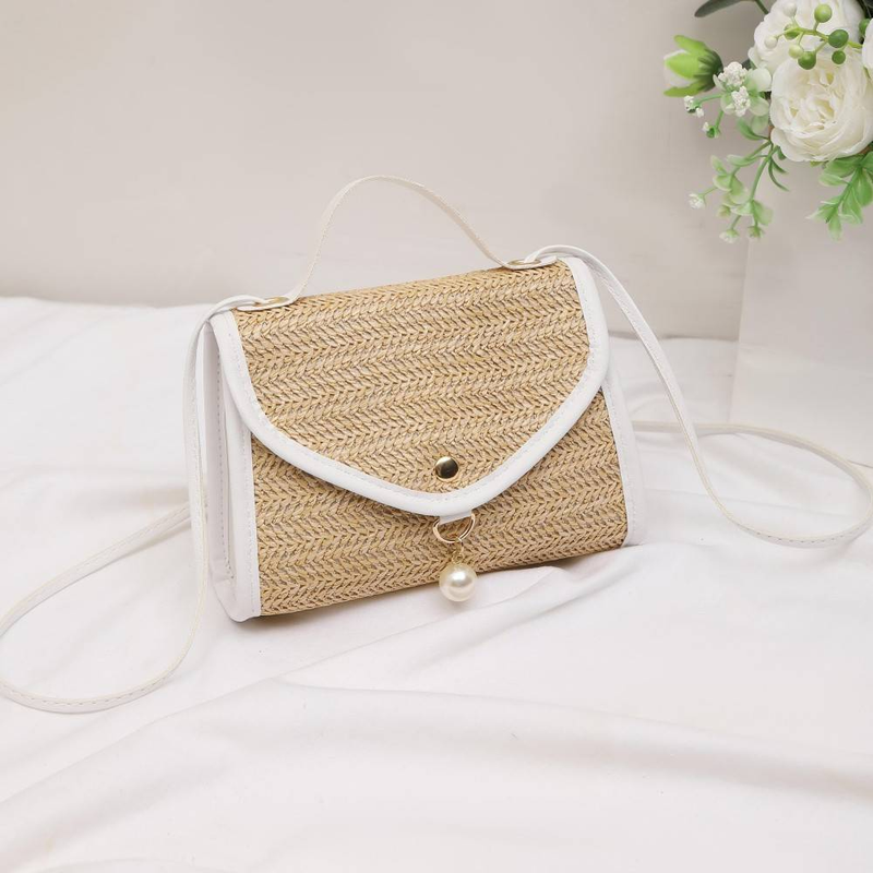 Elegante borsa a tracolla quadrata piccola, semplice e versatile, in tessuto intrecciato, da donna, borsa a tracolla nera con tracolla piccola, accessori in perle, chiusura magnetica_voghion.com