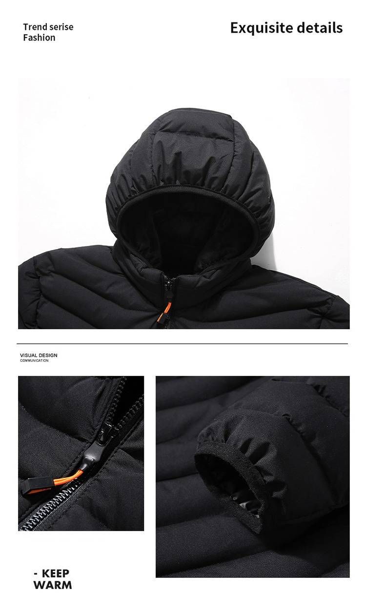 Giacca invernale da uomo con cappuccio foderata in pile e cappotto trapuntato staccabile, piumino caldo e leggero per attività all'aperto, abbigliamento casual da strada per ragazzi_voghion.com