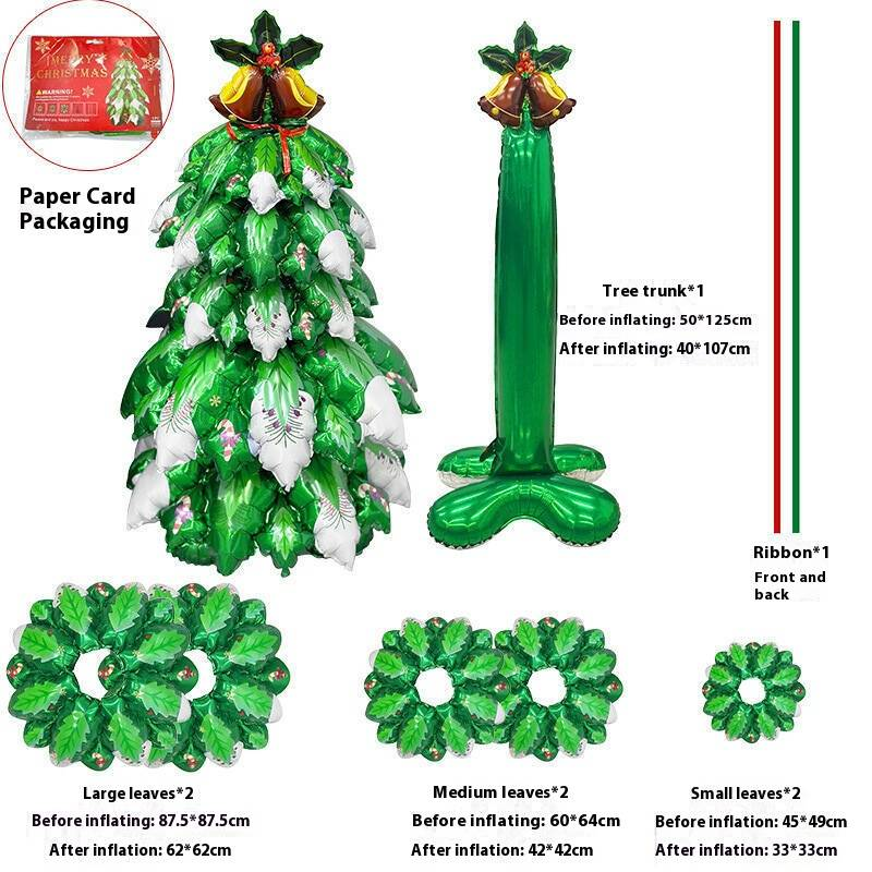 Ensemble de ballons en aluminium pour sapin de Noël – Décoration festive 3D pour anniversaires, fêtes et occasions spéciales (multi-styles, rouge/vert/blanc)_voghion.com