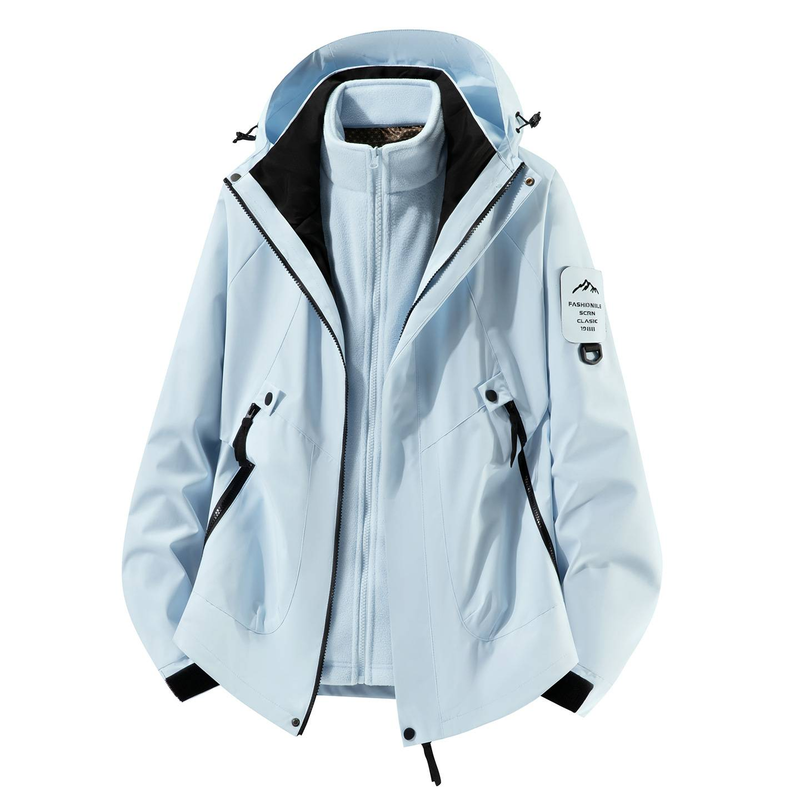 3'ü 1 arada Unisex Dağ Rüzgarlığı Ceket - Çıkarılabilir Polar Astar, 3000 mm Su Geçirmez ve Nefes Alabilir, Yürüyüş, Kayak ve Açık Hava Maceraları İçin_voghion.com