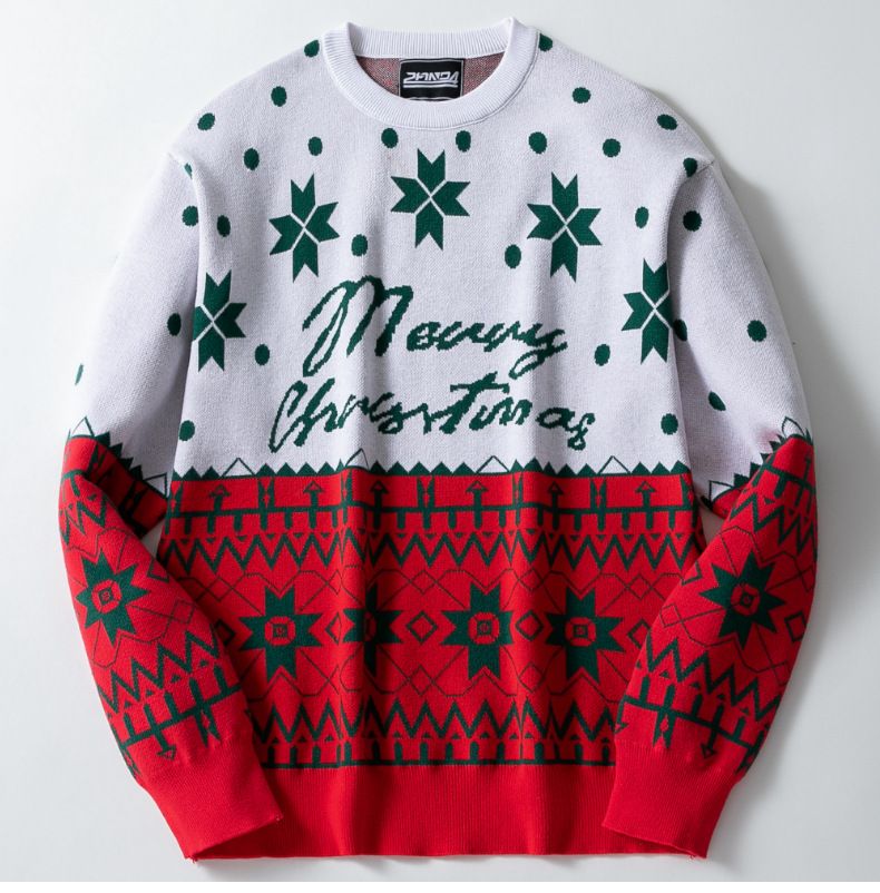 Men's Christmas Fair Isle Knit Sweater - Cozy Crewneck Pullover For Autumn/Winter - Trendy Streetwear Style (Green/White, Sizes M-3xl)_voghion.com