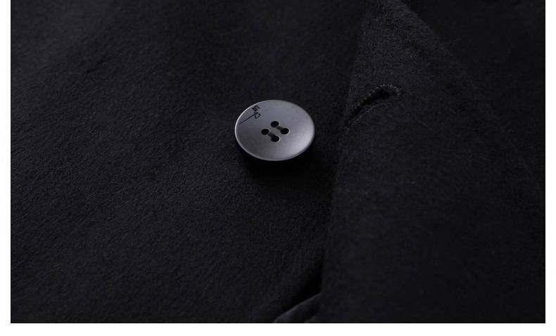 Men's Long Wool Blend Double-Faced Overcoat With Notched Lapel - Plus Size Business Casual Winter Coat In Black & Charcoal Grey_voghion.com