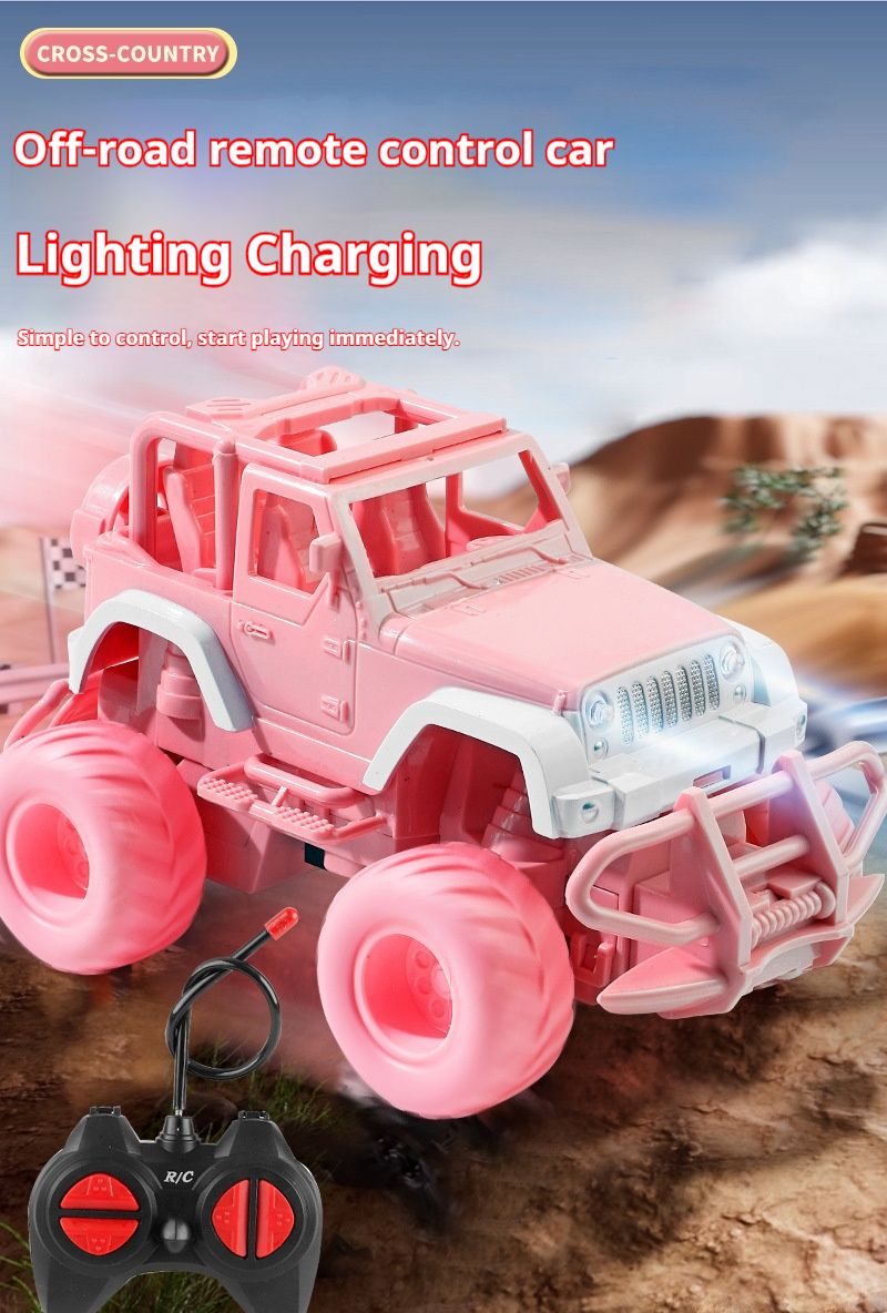 1:24 Mini RC Off-Road Car – 4WD Electric Toy Vehicle With LED Headlights & Rechargeable Battery (Pink/Red/Blue) – Remote Control Adventure Car_voghion.com