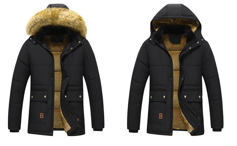 Men's Winter Fleece-Lined Hooded Jacket, Warm Cotton Padded Coat For Dad, Loose Fit Plus Size Outerwear For Elderly Gentlemen (Black/Blue/Army Green)_voghion.com