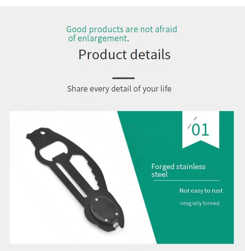 Stainless Steel Multi-Tool Card With LED Light – Compact Survival Tool For Camping, Hiking, And Emergency Preparedness_voghion.com
