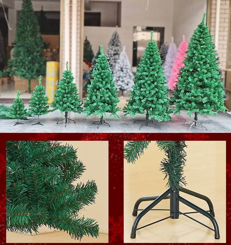 Hochwertiges PVC-Weihnachtsbaum-Set für private und gewerbliche Dekoration – verschiedene Größen (0,6 m–3 m) mit realistischen grünen Zweigen_voghion.com