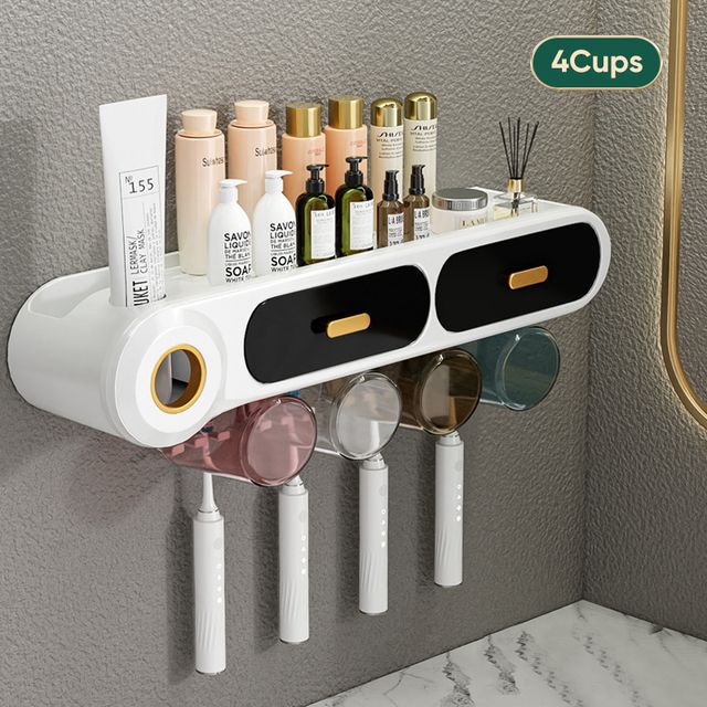 Portaspazzolino da bagno 5 in 1, portaspazzolino, dispenser automatico di dentifricio, accessori per il bagno_voghion.com