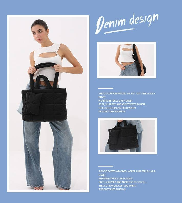 Quilted Puffer Tote Bag For Women - Large Capacity Soft Cloud Shoulder Bag With Nylon Exterior, Lightweight & Stylish Handbag For Travel & Daily Use_voghion.com