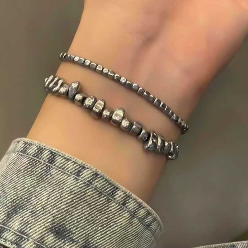 Dark Punk Pentagram Leather Bracelet For Women Ins Sweet Cool Cuban Style Layered Beaded Accessories_voghion.com