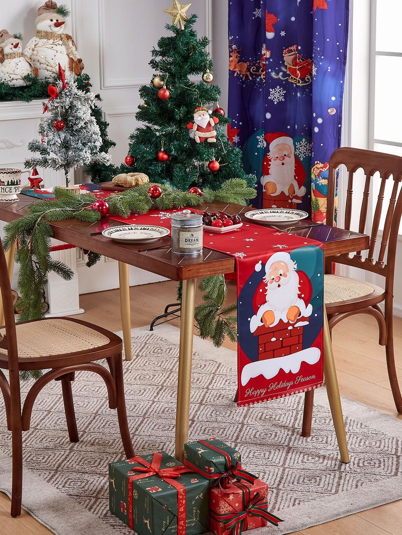 Christmas Santa Claus Printed Table Runner - Festive Holiday Decor For Dining Table, Coffee Table (30x210cm/30x290cm, Polyester)_voghion.com