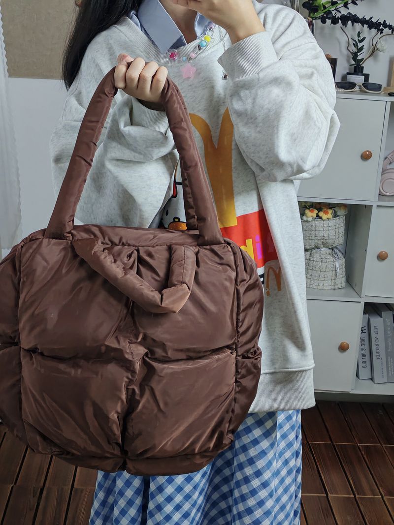 Borsa tote di alta qualità a forma di diamante, morbida in cotone, grande capacità, per donna, 2024, nuova borsa a tracolla versatile sottobraccio per autunno e inverno_voghion.com