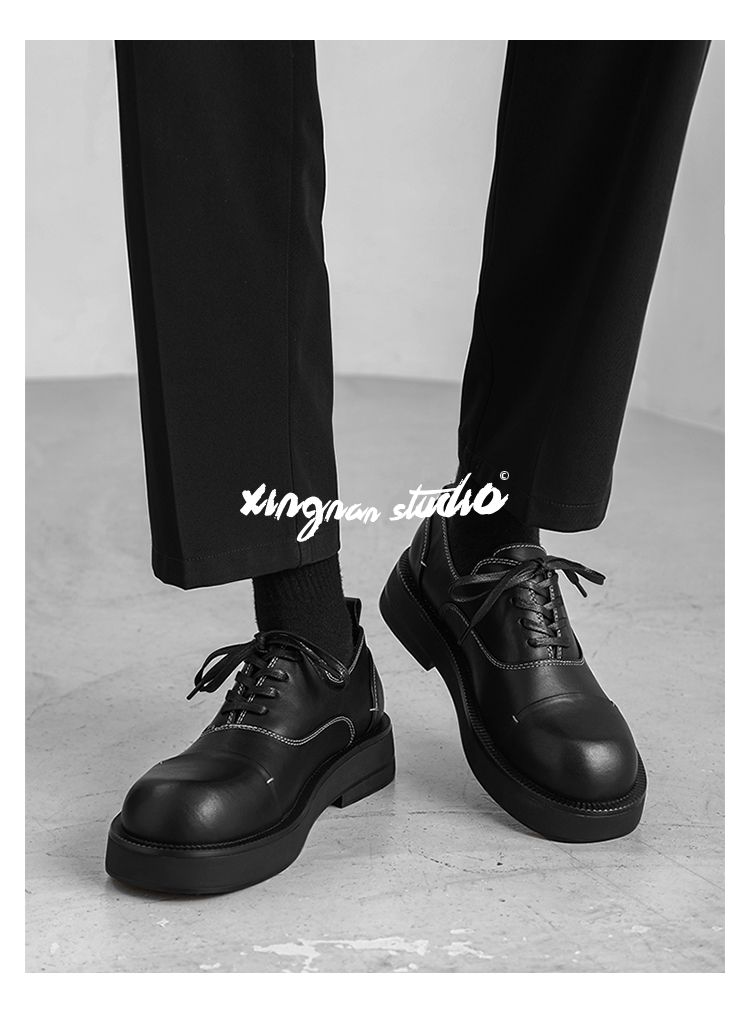 Niche – Weiße E Big Head Vibe – Lässige Derby-Schuhe mit dicker Sohle_voghion.com