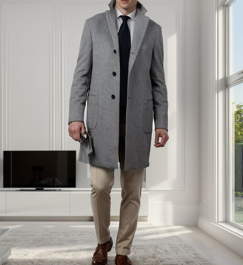 Thickened Version European Size Clothing British Style Men's Long Sleeve Coat Autumn Winter Wool Material Jacket Trendy_voghion.com