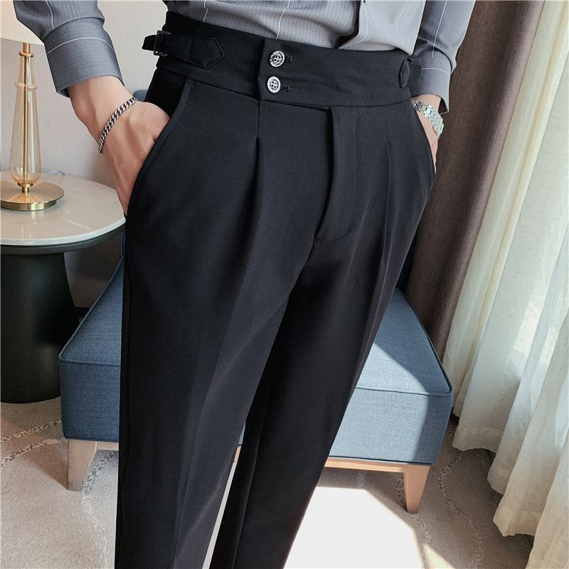 New Neapolitan Drape High Waist Men's Casual Pants Trendy Trousers_voghion.com