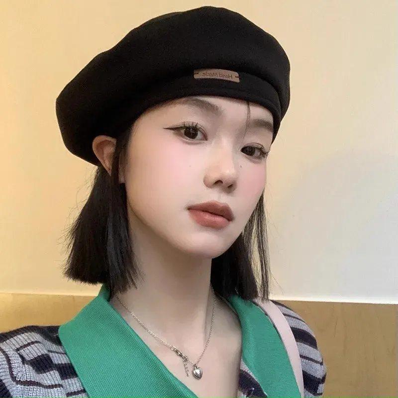Neuheiten Herbst Winter Neue süße kühle leichte Wollmützen Mode Britischer Künstlerstil Retro Vielseitige Baskenmützen für Frauen_voghion.com