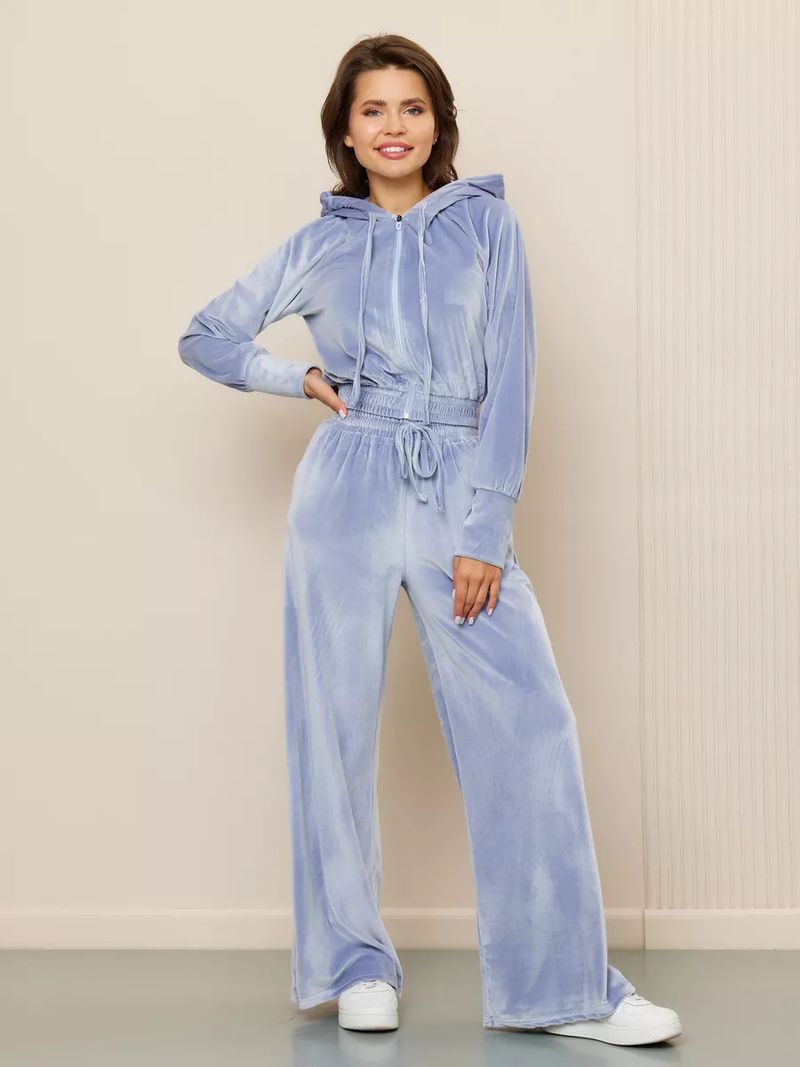Women's Casual Zip-Up Hoodie & Drawstring Pants Set - Soft Silver Fox Fleece, Streetwear Outfit, Comfortable Loungewear_voghion.com