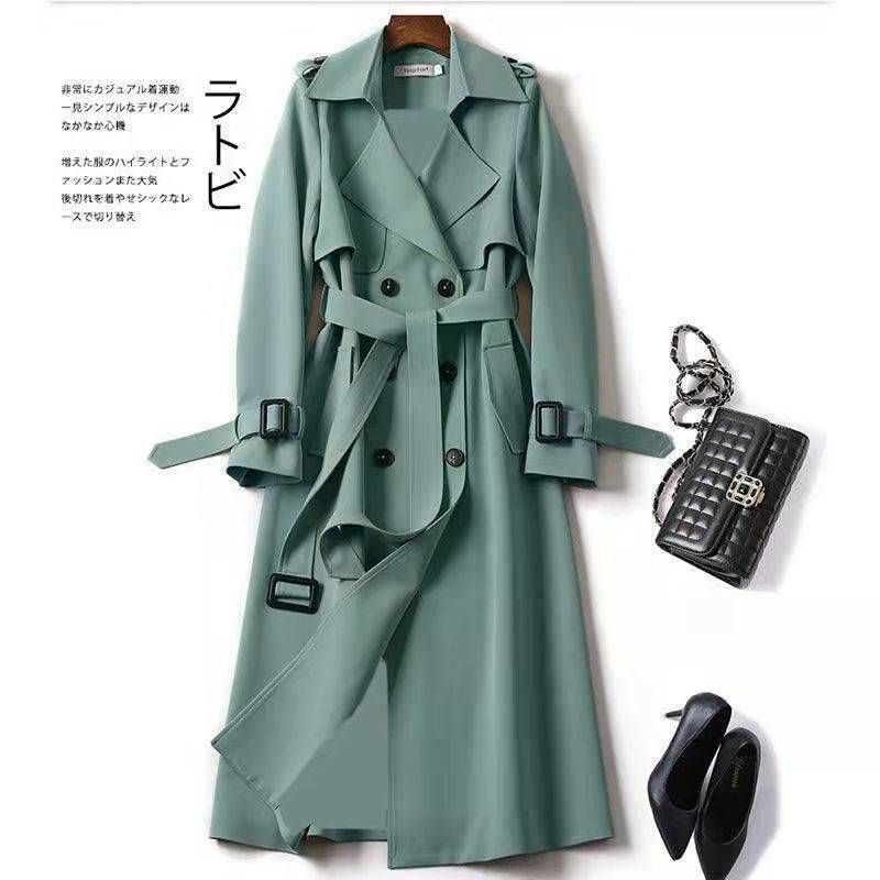 Windbreaker Women's Mid-Length 2024 Spring And Autumn New Korean Version Plus Size Petite Trendy British Style Overcoat_voghion.com