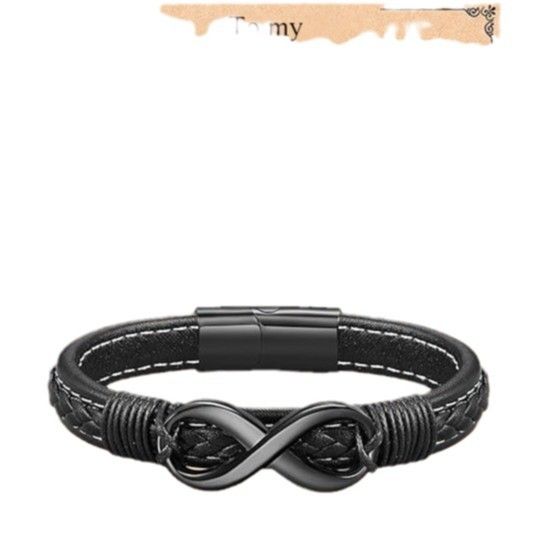 Bracciale da uomo in acciaio inossidabile con forma magnetica nera a forma di 8 "To My Man"_voghion.com