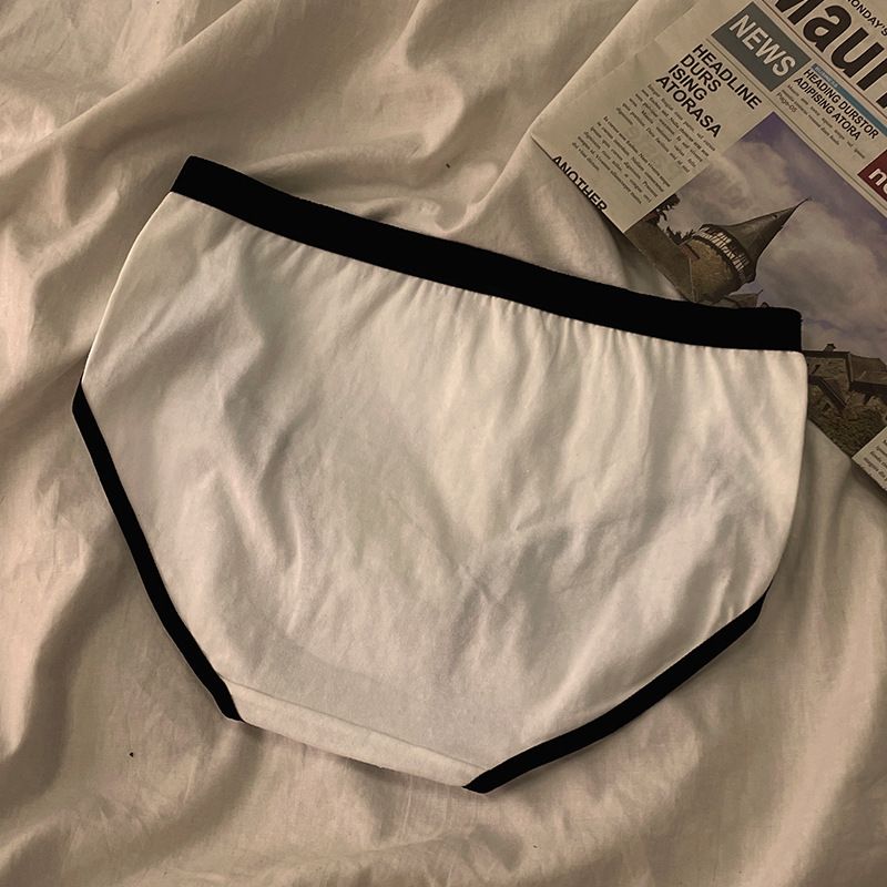 Intimo sportivo all'ingrosso stile fresco ins semplice per ragazze slip da donna a vita media giapponese bianco e nero antibatterico_voghion.com