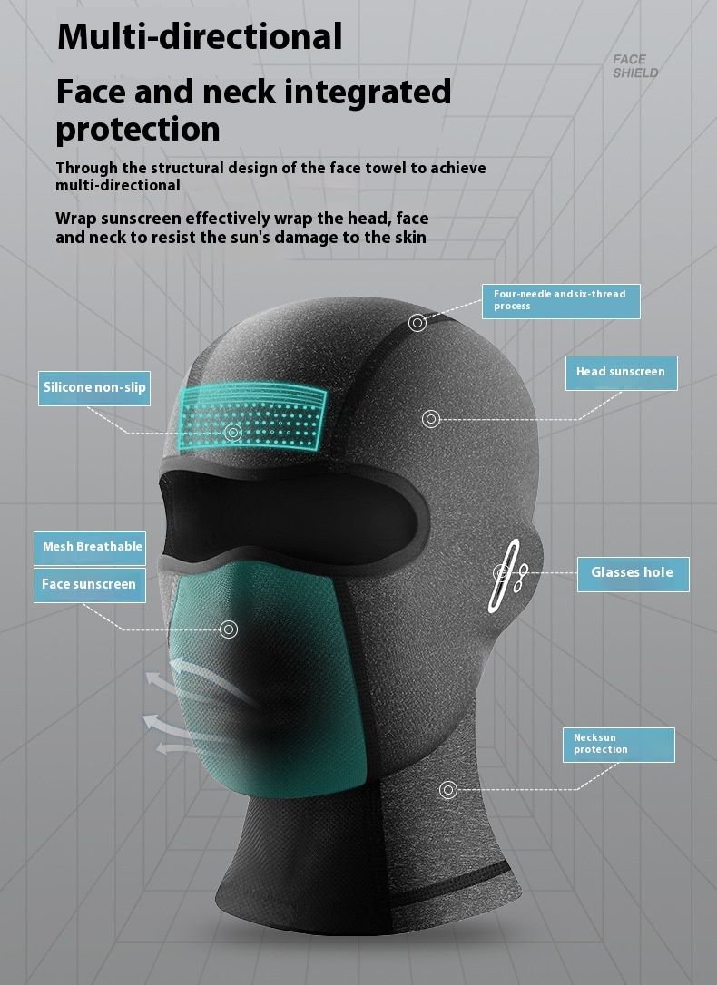 Riding Sun Mask, Motorcycle With Inner Lining Of Men's Women's Ice Silk Scarf, Spring And Summer UV Protection Hood Mask_voghion.com