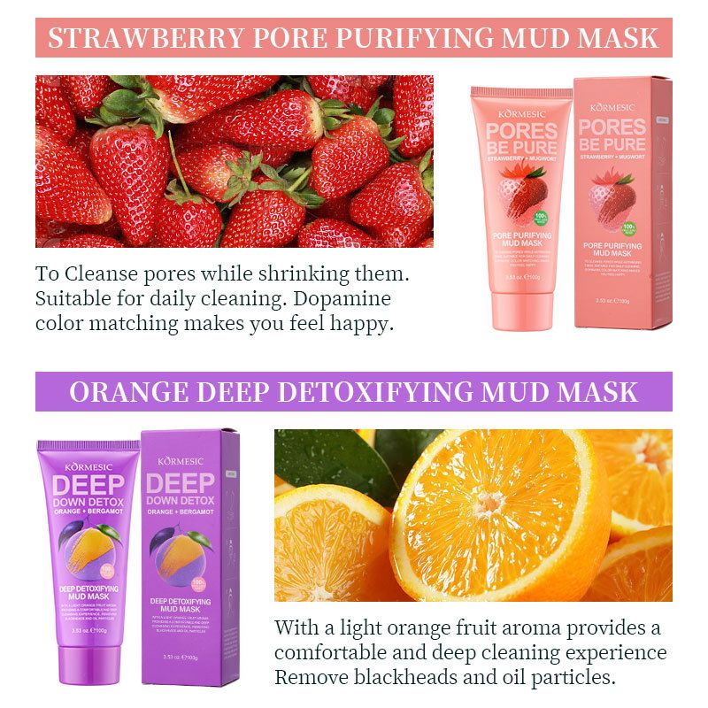 KORMESIC Fruit Purification Pore Mud Mask Mud Film Facial Cleansing Gentle Mask_voghion.com