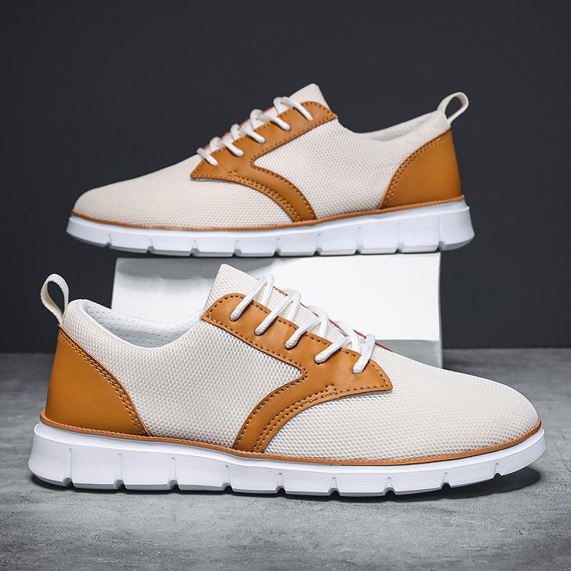 Herren Sommer British Block Casual Herrenschuhe Modetrend Oberfläche Atmungsaktiv Leichte Sport-Loafer_voghion.com