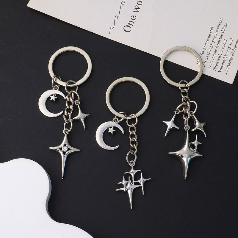 Moon Keychain Lucky Four Stars Tassel Keychain Women's Simple Bag Pendant_voghion.com