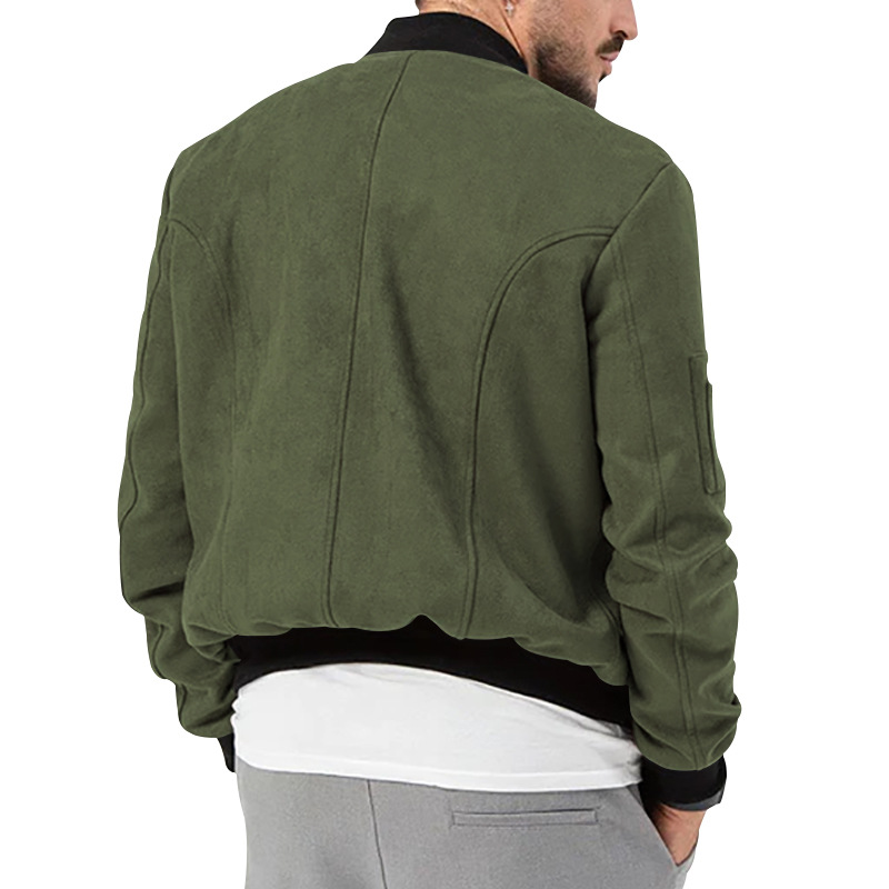 Men's Clothing Autumn and Winter Suede Stand Collar Men's Button Cardigan Jacket Casual Retro Jacket Men_voghion.com