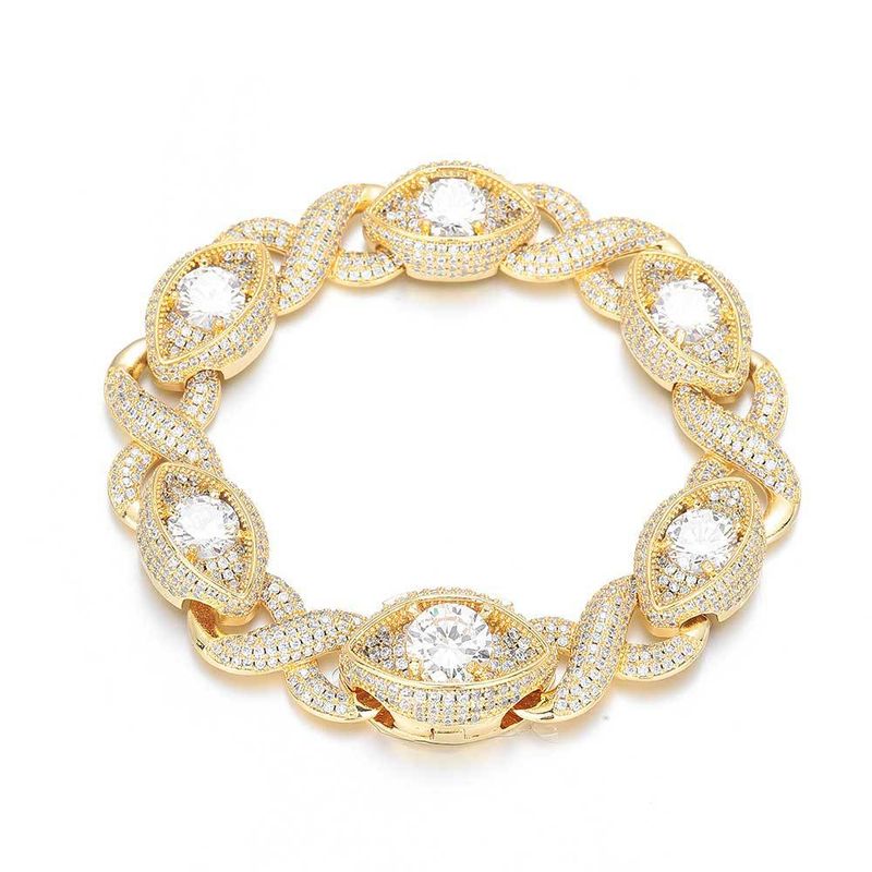 Set di collana e bracciale a catena cubana, stile hip hop, catena a strati con zirconi placcati in oro e argento, larghezza 8 mm, pezzo unisex per abbigliamento casual._voghion.com