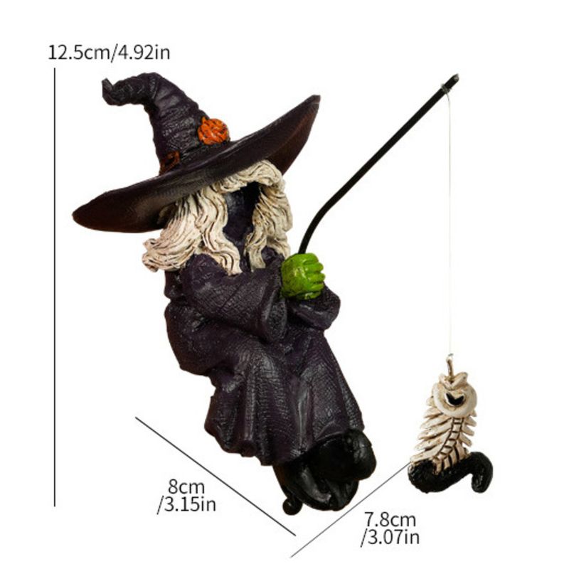 Halloween Witch Resin Craft Ornament, Small Figure For Fish Tank Desktop Decoration, Magic Theme_voghion.com