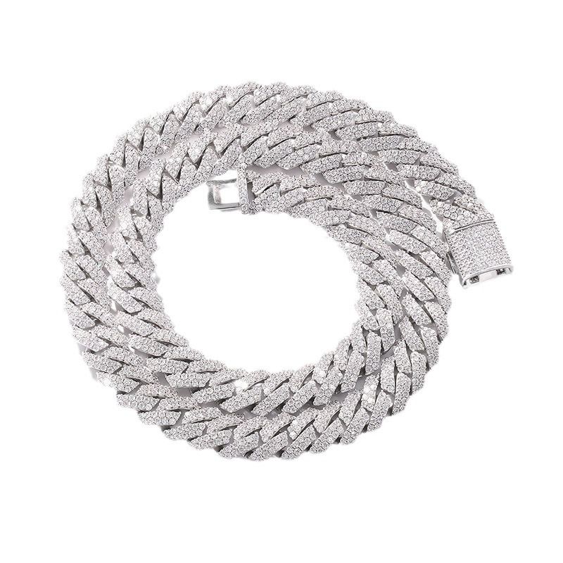 Collier pour homme en acier inoxydable de haute qualité, chaîne cubaine en forme de losange de 14 mm de large_voghion.com
