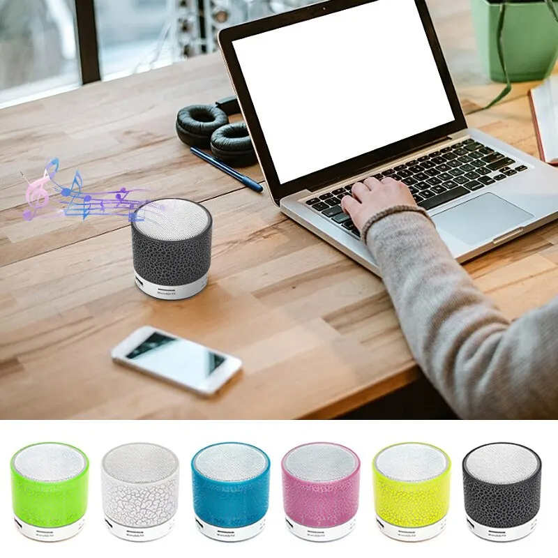 Mini haut-parleur Bluetooth sans fil, LED colorée, carte TF, caisson de basses USB, portable, MP3, colonne sonore pour PC et téléphone_voghion.com