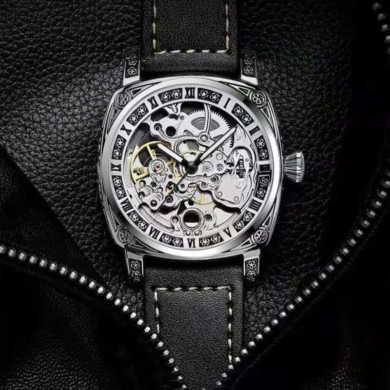 Fully Automatic Men Watches Skeleton Fashion Mechanical Wristwatch Luminous MAN WATCH Business Leather Band Reloj Hombre_voghion.com