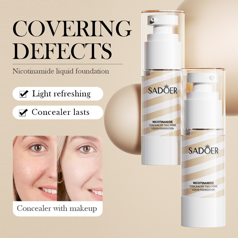 All English SADOER Nikotinamidový korektor Dvoubarevný tekutý podklad pro fixaci, opravu obličeje a hydratační make-up_voghion.com