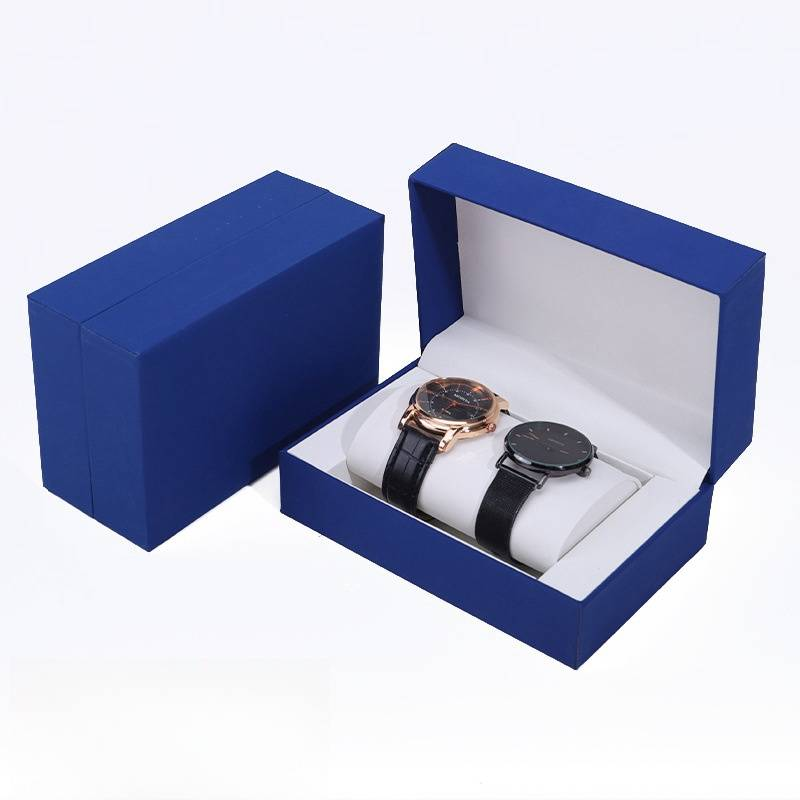 Clamshell PU Watch Lovers Watch Colar Anel Brincos Conjunto Longo Caixa de Relógio de Jóias_voghion.com