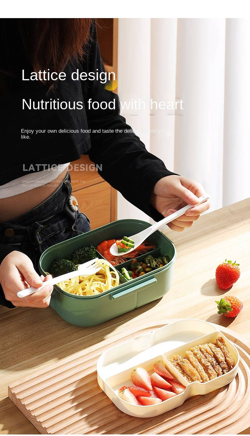 Bento Box a doppio strato da 1200 ml con divisori per studenti, contenitore per il pranzo nel microonde per impiegati, contenitore per il pranzo per la preparazione dei pasti dimagranti_voghion.com