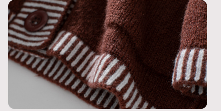 Abbigliamento da donna Drizzle Autunno e inverno Maglione a righe da donna Maglione monopetto con tasca casual ampio Cappotto da donna_voghion.com