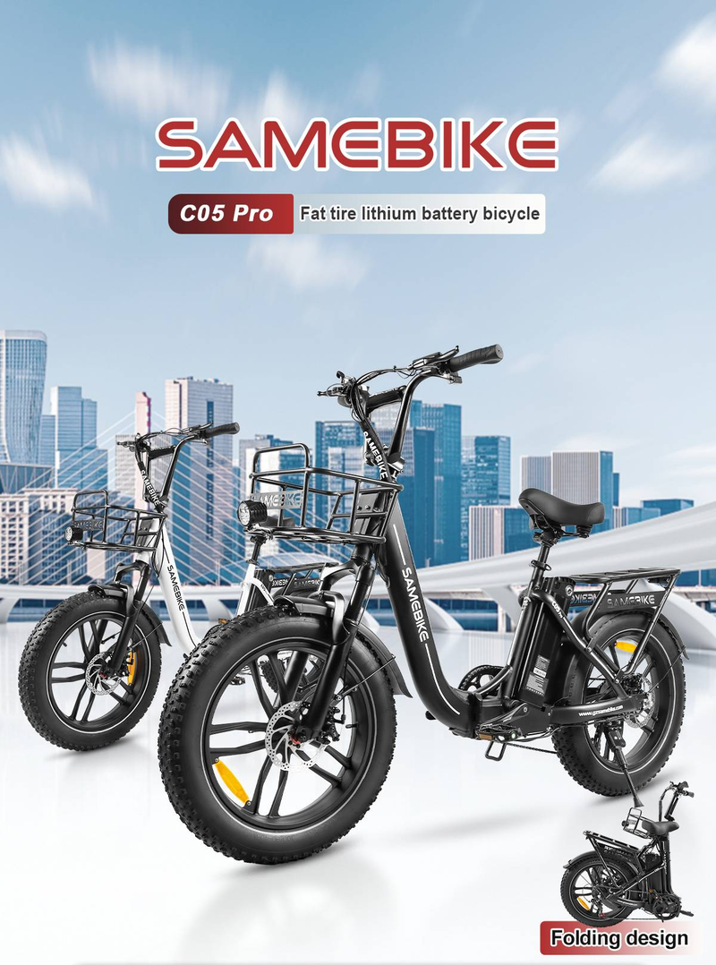 Vélo électrique SAMEBIKE C05 Pro 20" Fat Tire Step-Through E-Bike pour femmes Moteur 500W Batterie 36V 13Ah_voghion.com