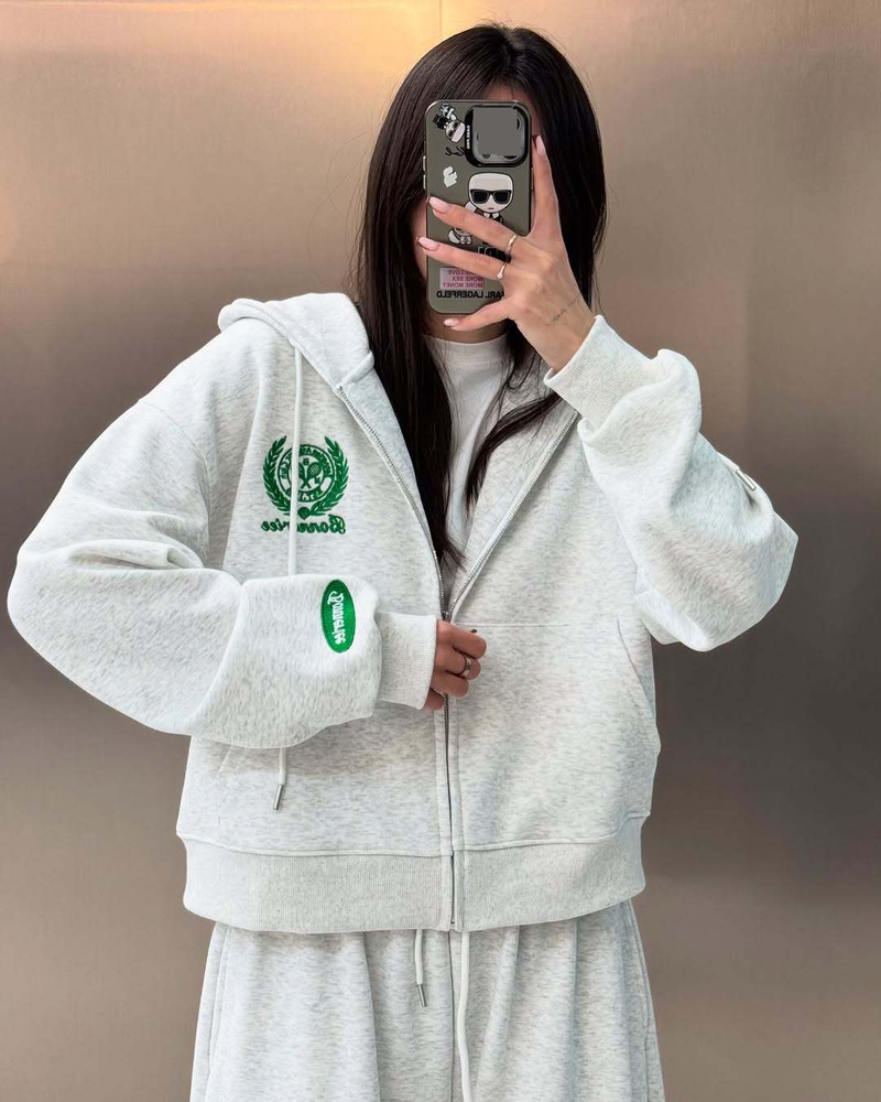 Roupas femininas Ternos esportivos Pulôver com capuz Bordado Design Suéter Casual Terno de duas peças Roupa externa_voghion.com
