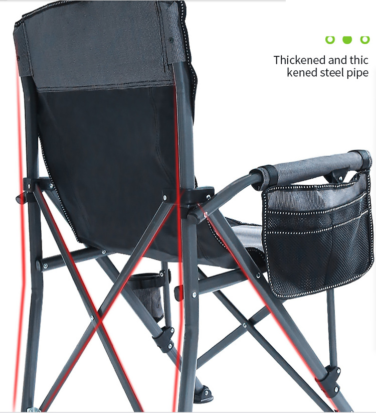Klappstuhl für den Außenbereich, tragbar, selbstfahrend, Camping-Regiestuhl, kräftige Rückenlehne, Armlehne, Hufeisen, Strand-Angelstuhl_voghion.com