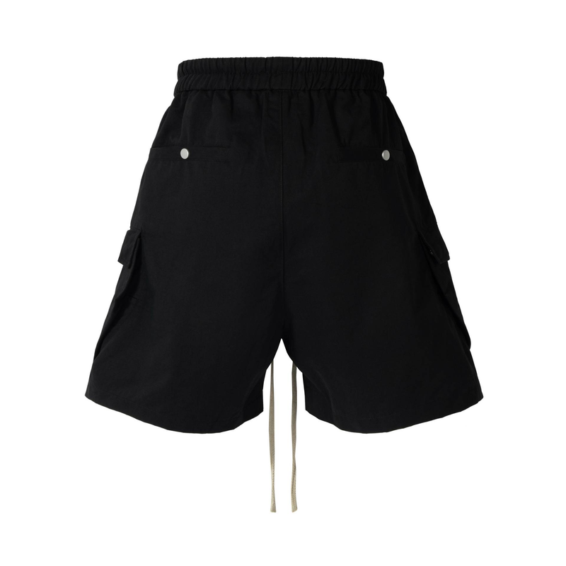 Men's Clothing Men's Utility Cargo Shorts With Drawstring Waist & Multiple Pockets - Casual Loose Fit Straight Leg 5-Inch Shorts (Black)_voghion.com