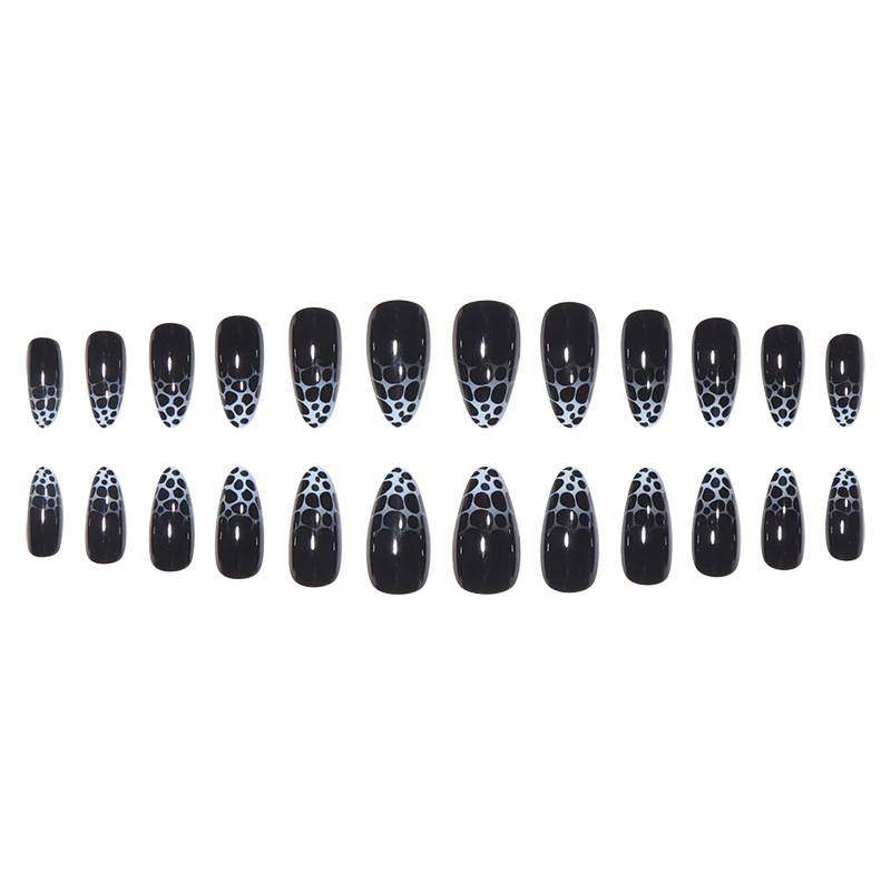 Schwarze, mandelförmige Press-On-Nägel mit Leopardenmuster und Ombre-Effekt – wiederverwendbare Kunstnägel für Frauen, Optionen für Kleber und Gelkleber, trendiger Ins-Stil_voghion.com