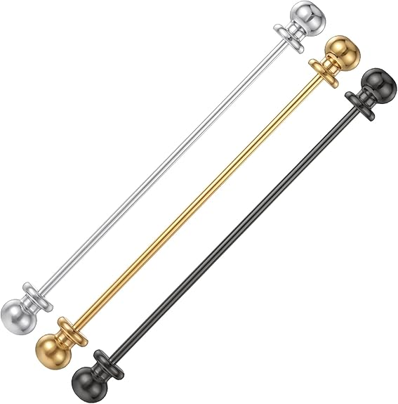 3 Stück Herren-Kragennadeln aus Messing mit Kugel, Reversnadel-Brosche mit Verschluss, klassische Kragenclips für Männer (Silber, Gold, Schwarz)_voghion.com