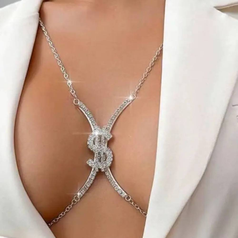 Damenschmuck, elegante Körperkette mit Kristall-Strasssteinen, sexy mehrlagige Halskette und Brustgeschirr, perfekt für Partys, Hochzeiten und besondere Anlässe_voghion.com