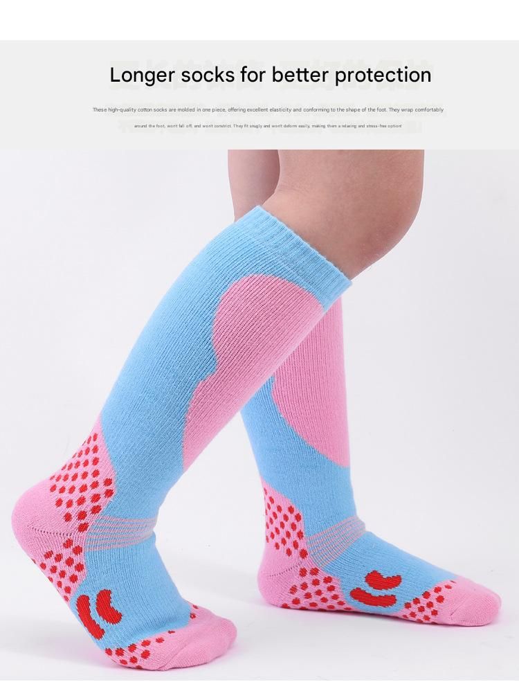 Due paia di calzini di cotone, calzini da sci per bambini, fondo in spugna spessa, asciugamano caldo, tubo lungo, deodorante, calzini per sport invernali_voghion.com