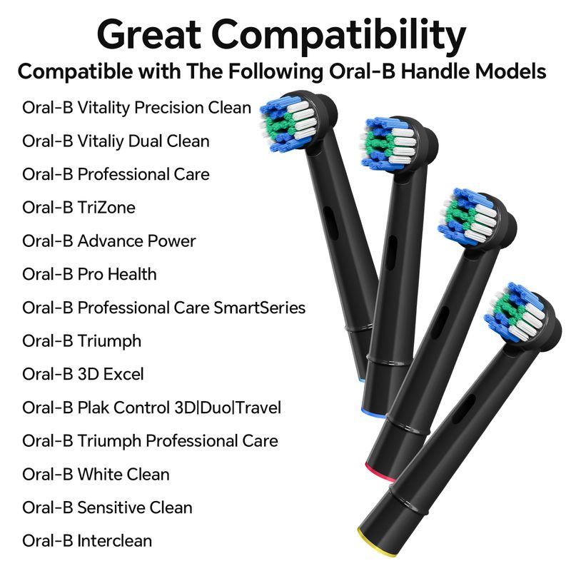 4 Pcs Compatible With Oral B Electric Toothbrush Replacement Brush Heads, Professional Toothbrush Head For 1000/7500/1500/500/8000/7000/5000/3000/9600_voghion.com