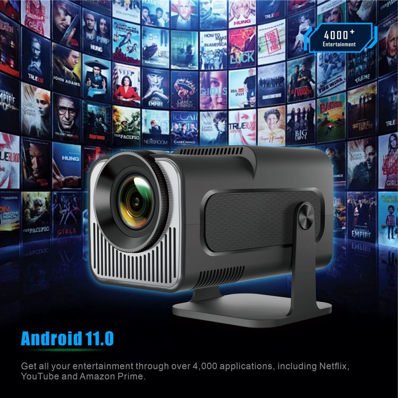 Mini proiettore intelligente HY320 supportato da Android 11 4K Dual Wifi6 330 ANSI Quad-core Allwinner H713 1080P Home Cinema Proiettore per esterni_voghion.com